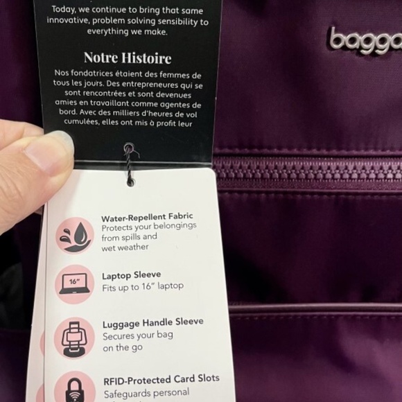 Baggallini Soho Backpack RFID Travel Laptop Backpack NWT Mulberry Washable - Picture 11 of 12